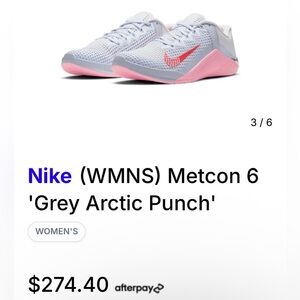 Nike Women's Metcon 6 Gray with Pink Accents Size 7.5. EUC